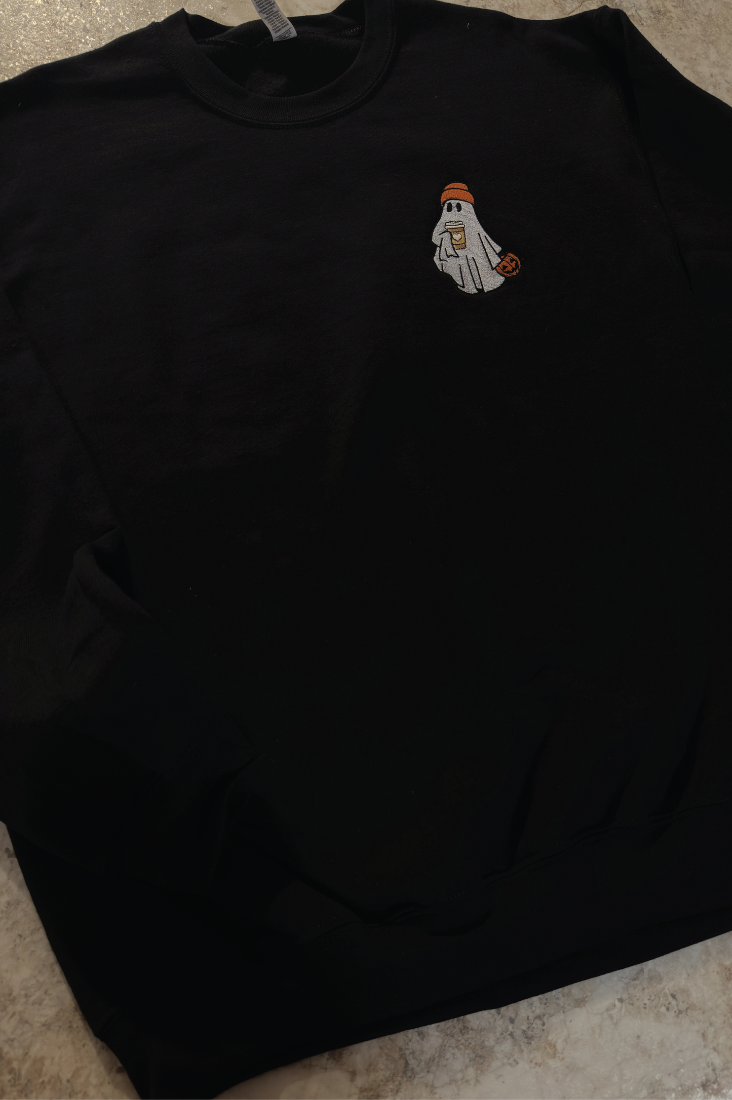Ghost With Coffee Embroidery