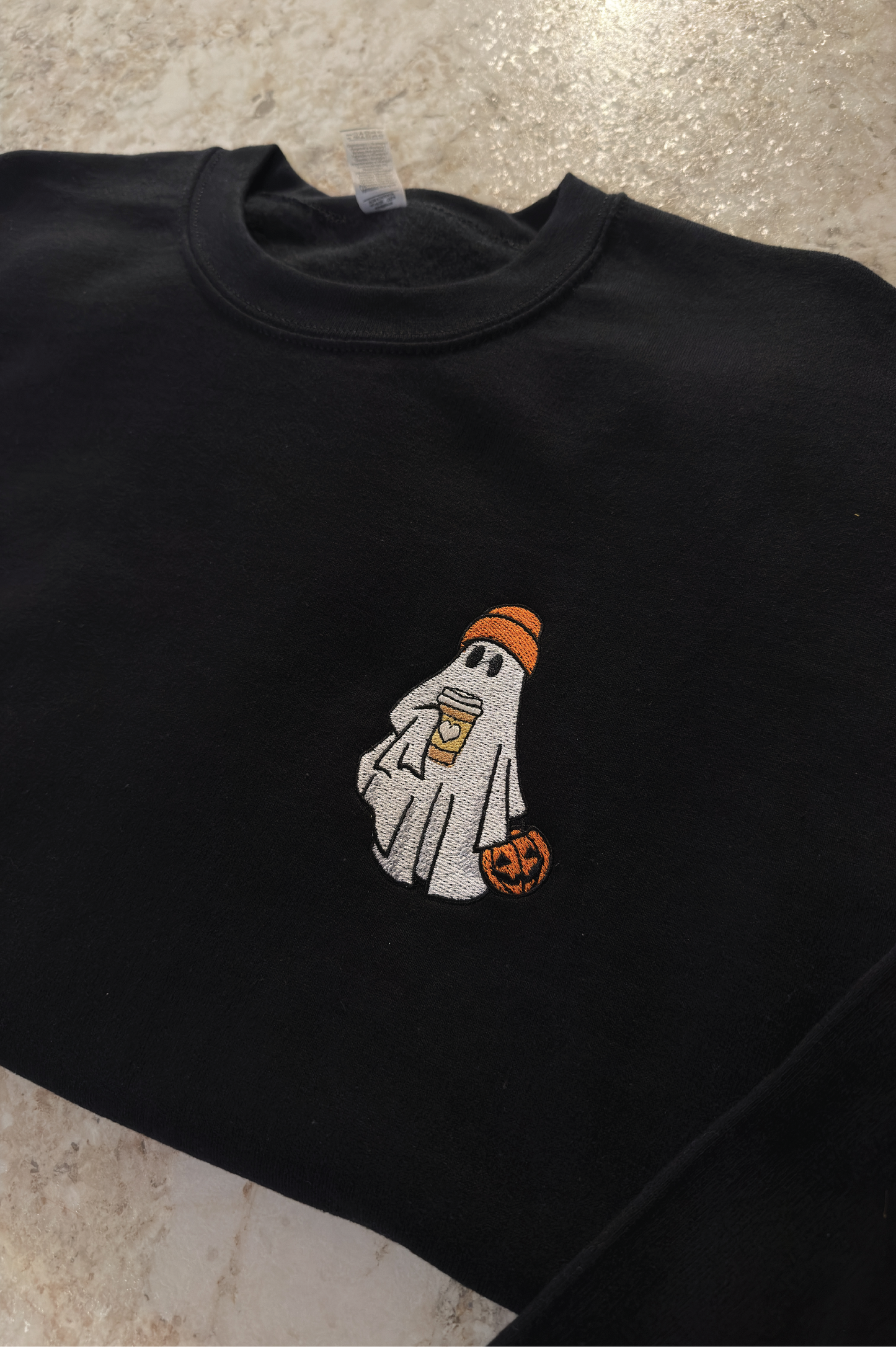 Ghost With Coffee Embroidery