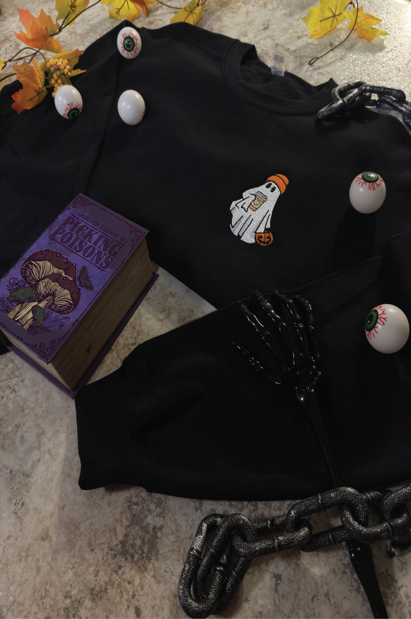 Ghost With Coffee Embroidery