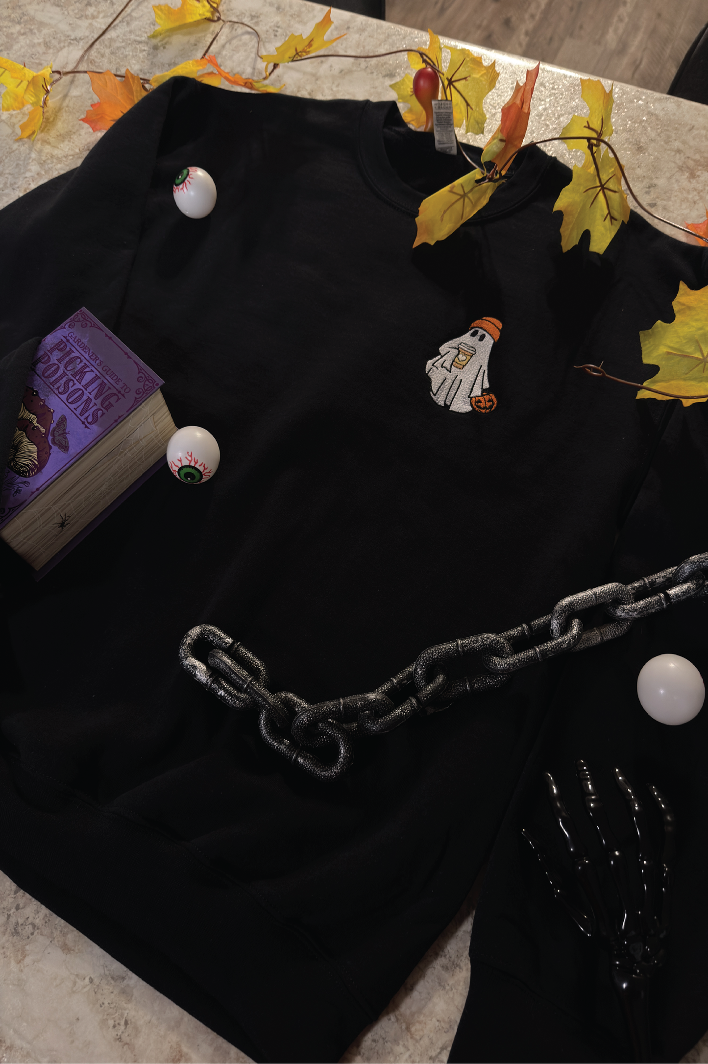 Ghost With Coffee Embroidery