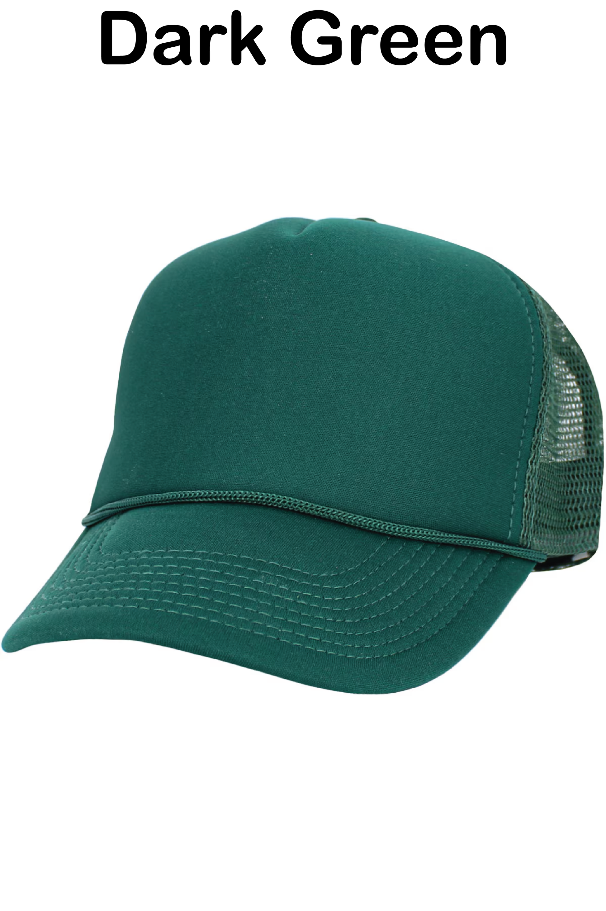 Dark green cap with mesh back on a white background
