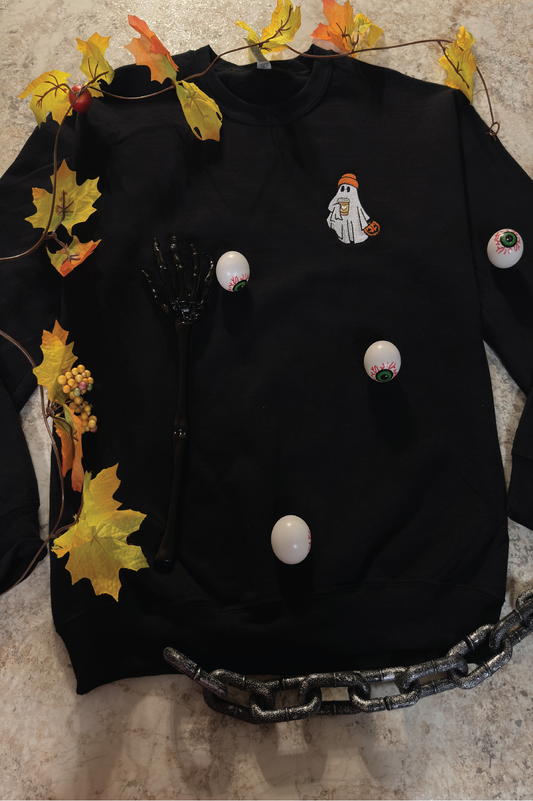 Ghost With Coffee Embroidery