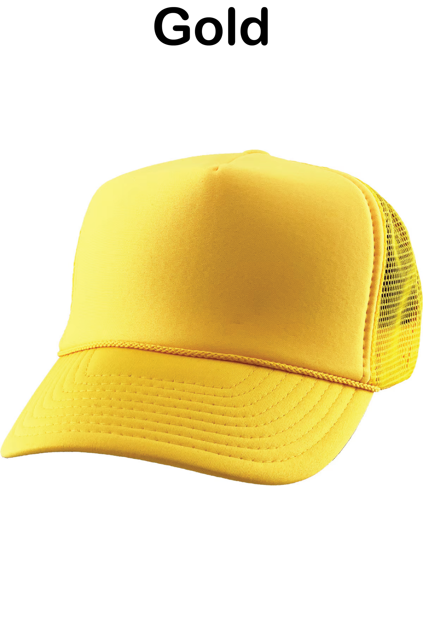 Yellow cap with mesh back on a white background