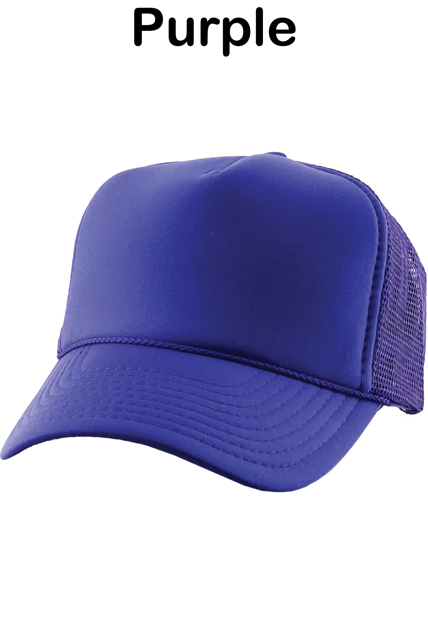 Purple baseball cap on a white background with the word 'Purple' displayed.