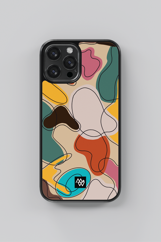 custom phone case, premium phone case, durable materials, precise cutouts, raised edges, abstract multicolor design, environmentally friendly, low environmental impact materials, wide range of phone models, unique style.