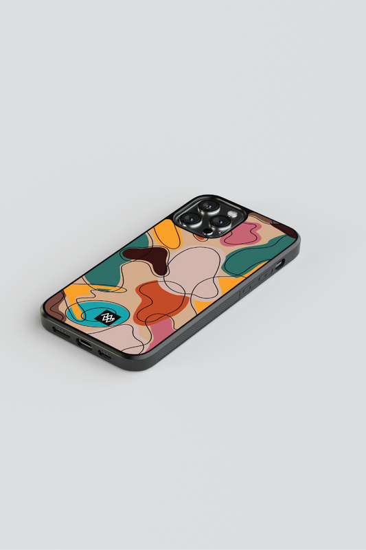 custom phone case, premium phone case, durable materials, precise cutouts, raised edges, abstract multicolor design, environmentally friendly, low environmental impact materials, wide range of phone models, unique style.