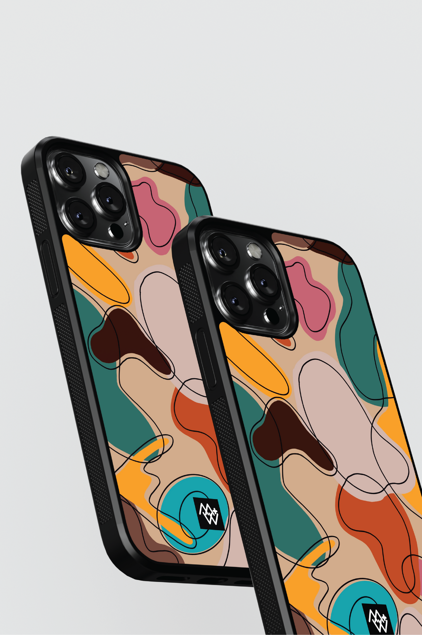 custom phone case, premium phone case, durable materials, precise cutouts, raised edges, abstract multicolor design, environmentally friendly, low environmental impact materials, wide range of phone models, unique style.