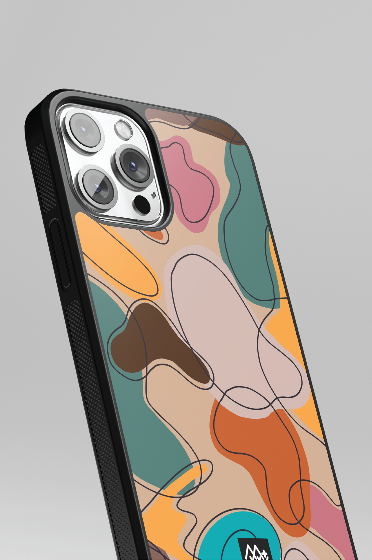 custom phone case, premium phone case, durable materials, precise cutouts, raised edges, abstract multicolor design, environmentally friendly, low environmental impact materials, wide range of phone models, unique style.