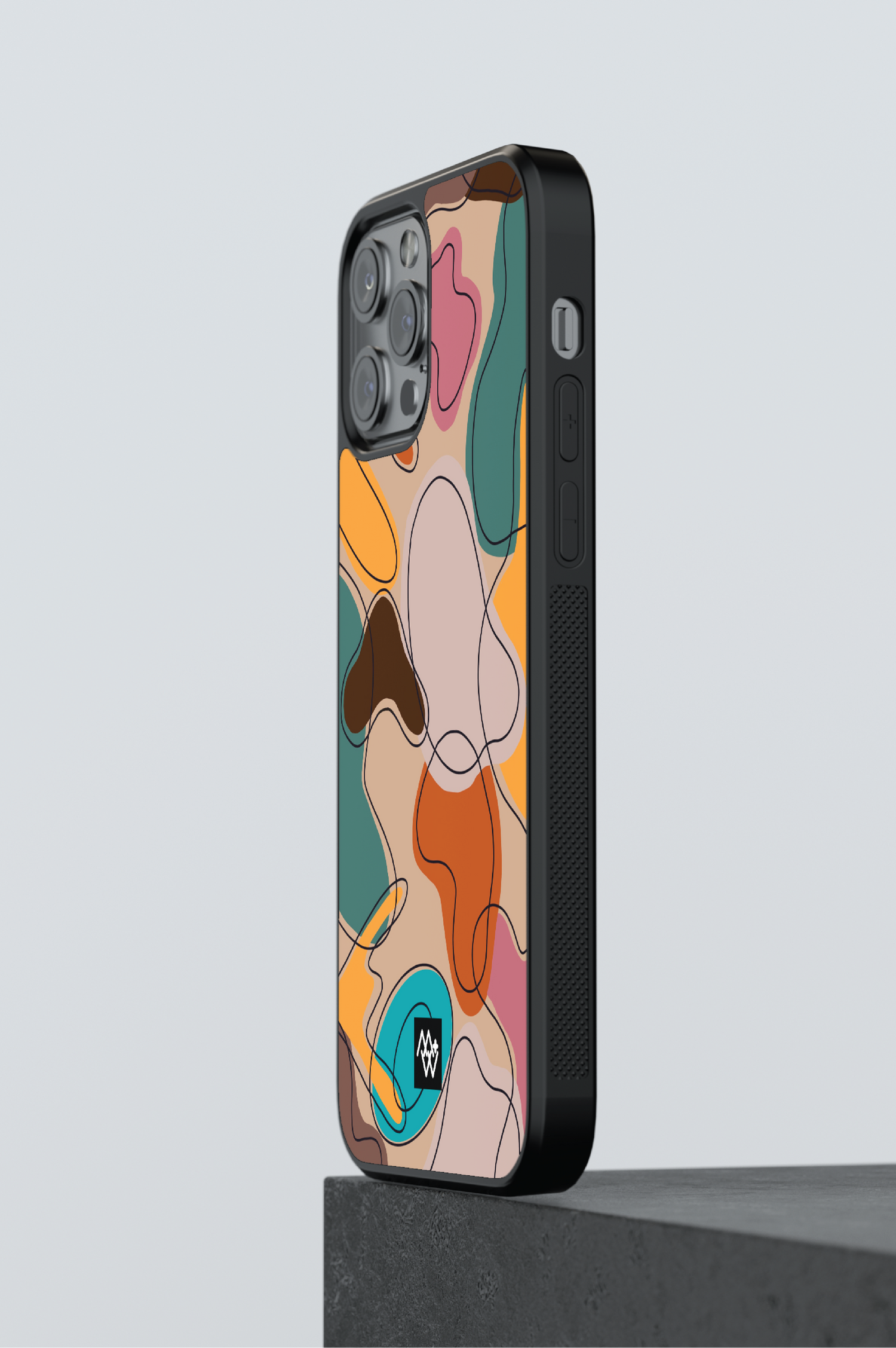 custom phone case, premium phone case, durable materials, precise cutouts, raised edges, abstract multicolor design, environmentally friendly, low environmental impact materials, wide range of phone models, unique style.
