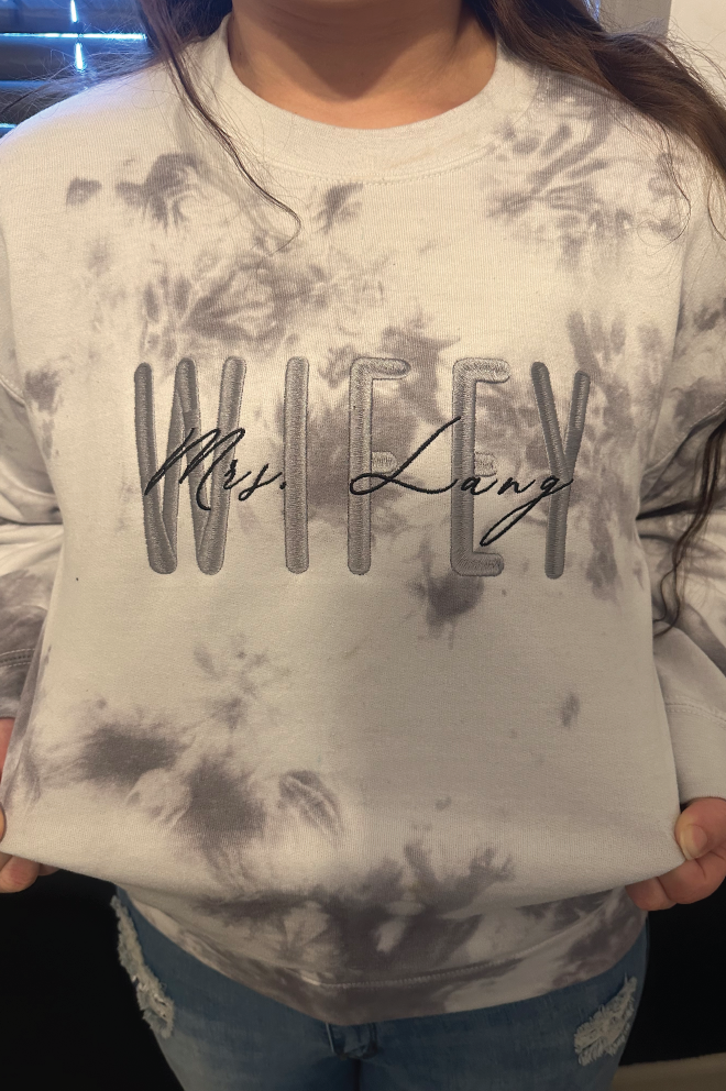 custom Sweatshirt, personalized sweatshirt, wifey sweatshirt, perfect gift idea for any occasion, tie dye wifey sweatshirt, custom Last name Bridal Sweater, bridal apparel