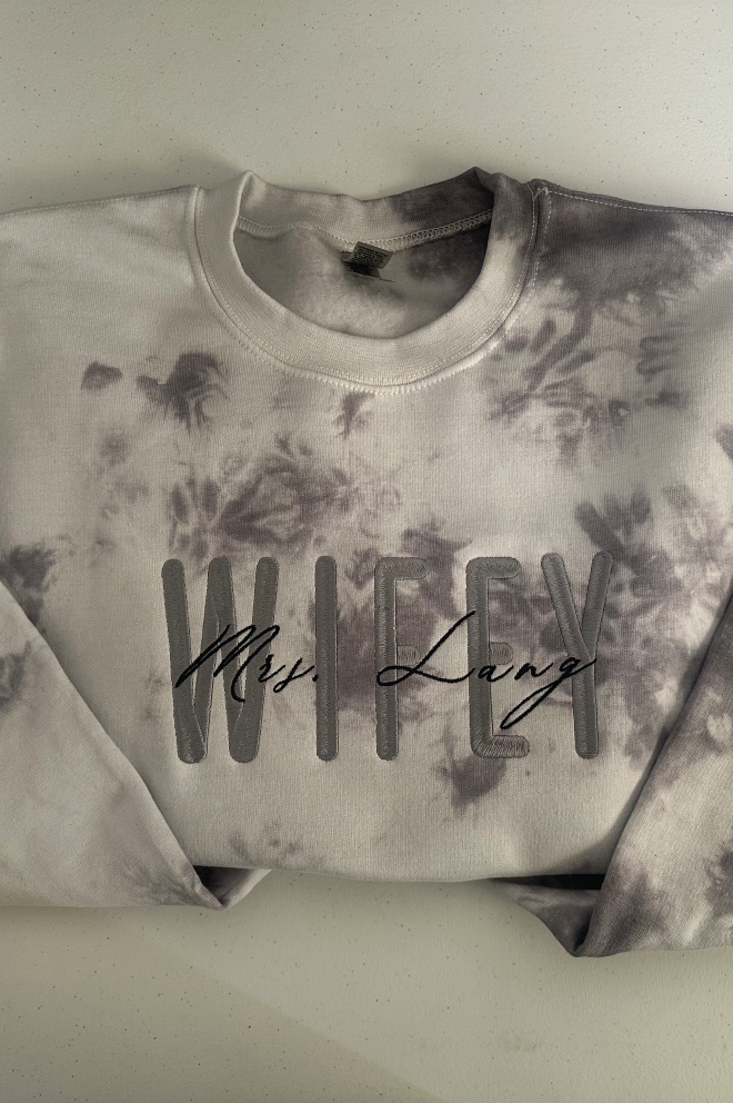 custom Sweatshirt, personalized sweatshirt, wifey sweatshirt, perfect gift idea for any occasion, tie dye wifey sweatshirt, custom Last name Bridal Sweater, bridal apparel