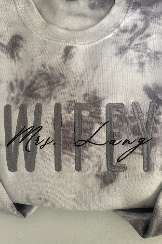 custom Sweatshirt, personalized sweatshirt, wifey sweatshirt, perfect gift idea for any occasion, tie dye wifey sweatshirt, custom Last name Bridal Sweater, bridal apparel